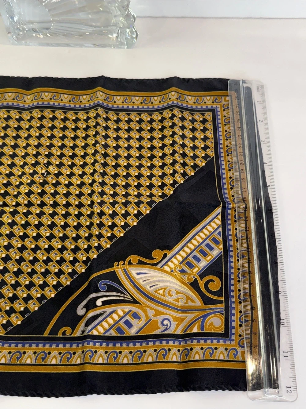 Old Money Elegance 💛Vintage Art Deco Pocket Square 12” x 12” Silk Handkerchief